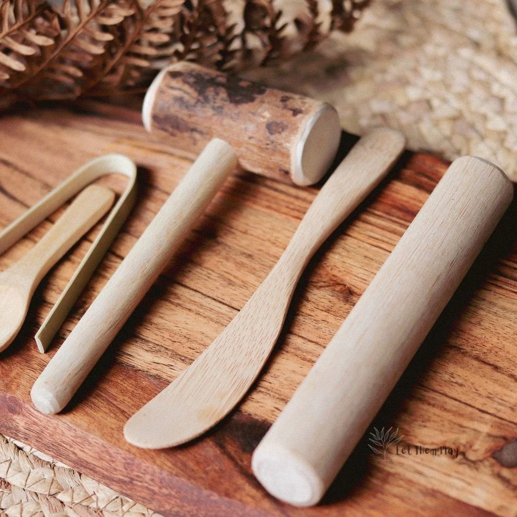 Wooden Play Dough Tools Set
