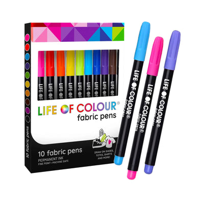 Permanent Fabric Pens - Set of 10