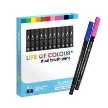 Load image into Gallery viewer, Dual-Tip Brush Pens - Set of 12