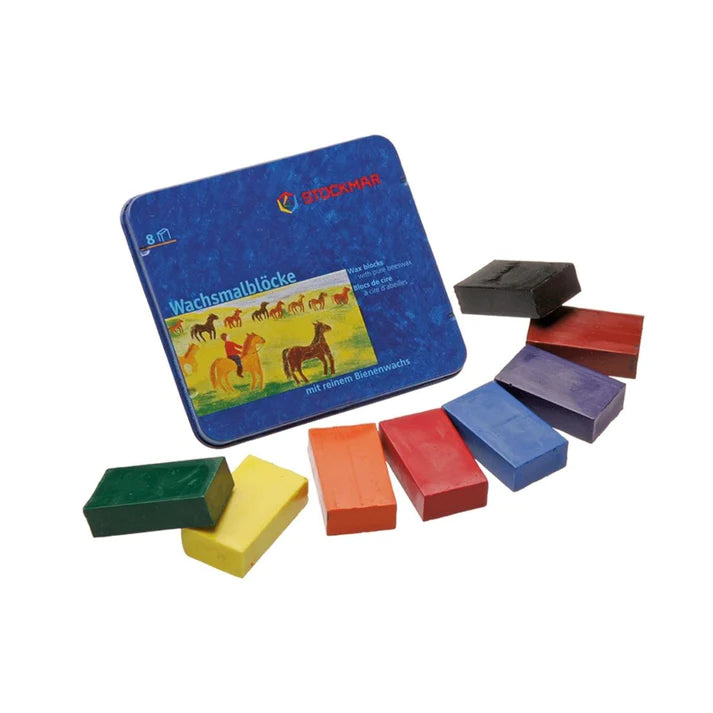 Stockmar Wax Block Crayons - 8 Colours (w/ Black) in Tin