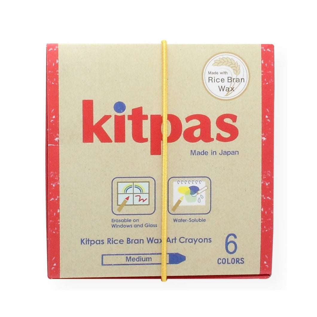 Kitpas Medium Stick Rice Wax Crayons - 6 Colours