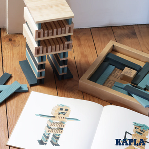 Kapla Book and Colours Set - Light Blue + Dark Blue