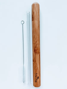 Glass Straw in Bamboo Case