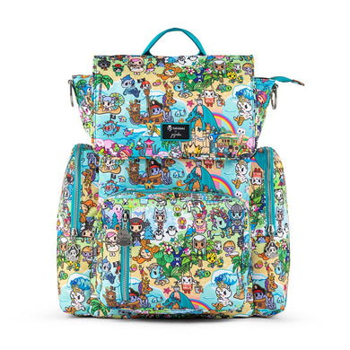 JuJuBe Be Sporty Backpack Diaper Bag in Fantasy Paradise Front View