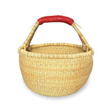 Load image into Gallery viewer, Natural Round Bolga Basket with Leather Handle - Medium