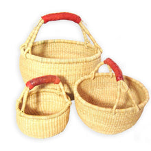 Load image into Gallery viewer, Natural Round Bolga Basket with Leather Handle - Medium