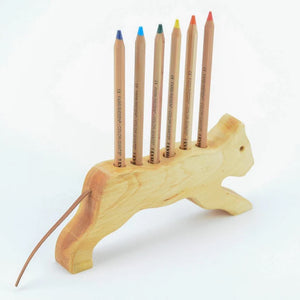 Wooden Pencil Holder Cat - 6 Holes