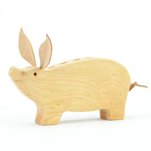 Load image into Gallery viewer, Wooden Pencil Holder Pig - 6 Holes