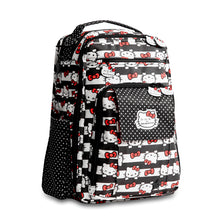 Load image into Gallery viewer, JuJuBe Be Right Back Backpack Diaper Bag in Hello Kitty Dots and Stripers Front Sideway View
