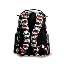 Load image into Gallery viewer, JuJuBe Be Right Back Backpack Diaper Bag in Hello Kitty Dots and Stripers Rear View