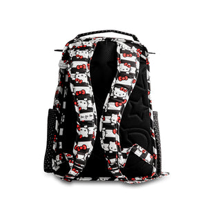 JuJuBe Be Right Back Backpack Diaper Bag in Hello Kitty Dots and Stripers Rear View