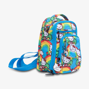 uJuBe Mini BRB Backpack Diaper Bag in Hello Rainbow Sideway View