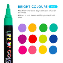 Load image into Gallery viewer, Bright Colours 3mm Medium Tip Acrylic Paint Pens - Set of 12