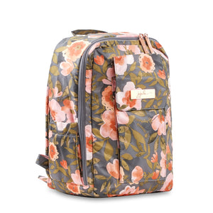 uJuBe MiniBe Backpack Diaper Bag in Whimsical Whisper Front Sideway View