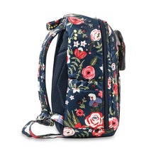 Load image into Gallery viewer, uJuBe MiniBe Backpack Diaper Bag in Midnight Posy Side View