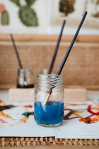 Glass Jars with Wooden Paint Holder